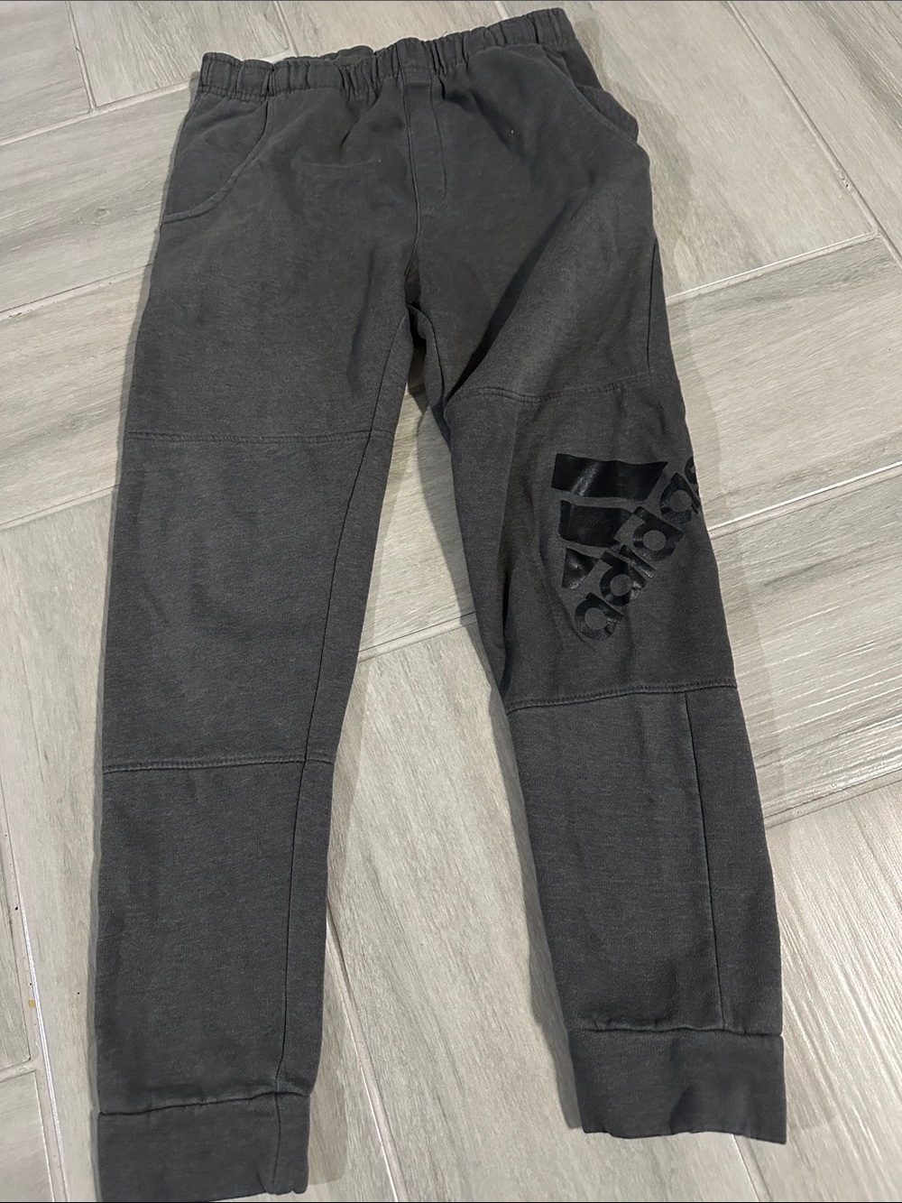 adidas Grey Kids Black Logo Sweat Joggers